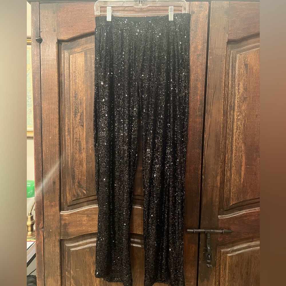 Cable & Gauge Black Sequin Trousers